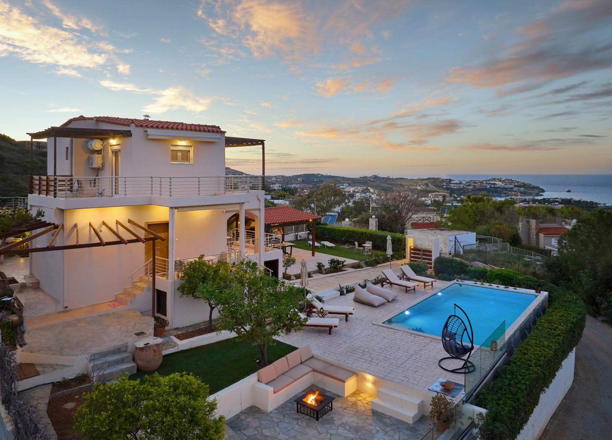 Spacious Villa With Private Eco-Pool And Panoramic Sea View Agia Pelagia Exteriér fotografie