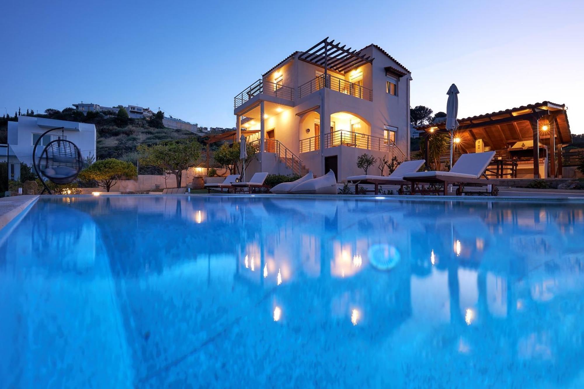 Spacious Villa With Private Eco-Pool And Panoramic Sea View Agia Pelagia Exteriér fotografie