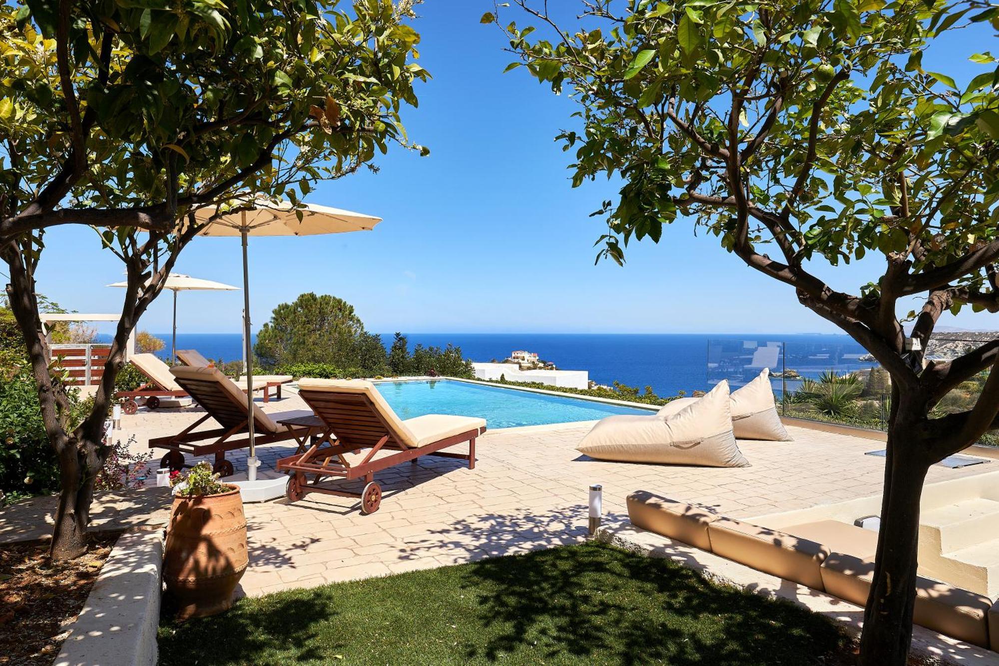 Spacious Villa With Private Eco-Pool And Panoramic Sea View Agia Pelagia Exteriér fotografie