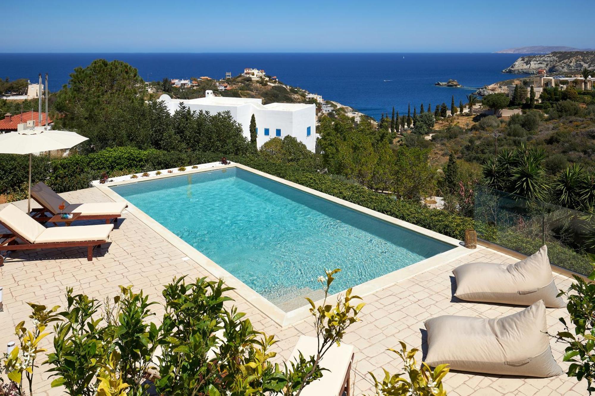 Spacious Villa With Private Eco-Pool And Panoramic Sea View Agia Pelagia Exteriér fotografie