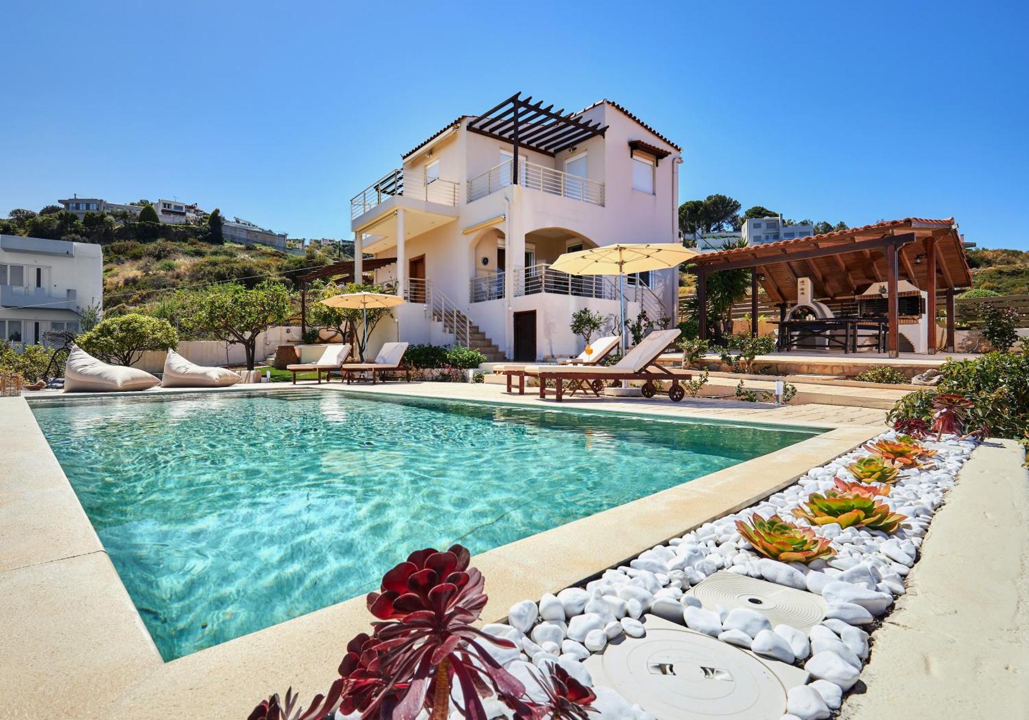 Spacious Villa With Private Eco-Pool And Panoramic Sea View Agia Pelagia Exteriér fotografie