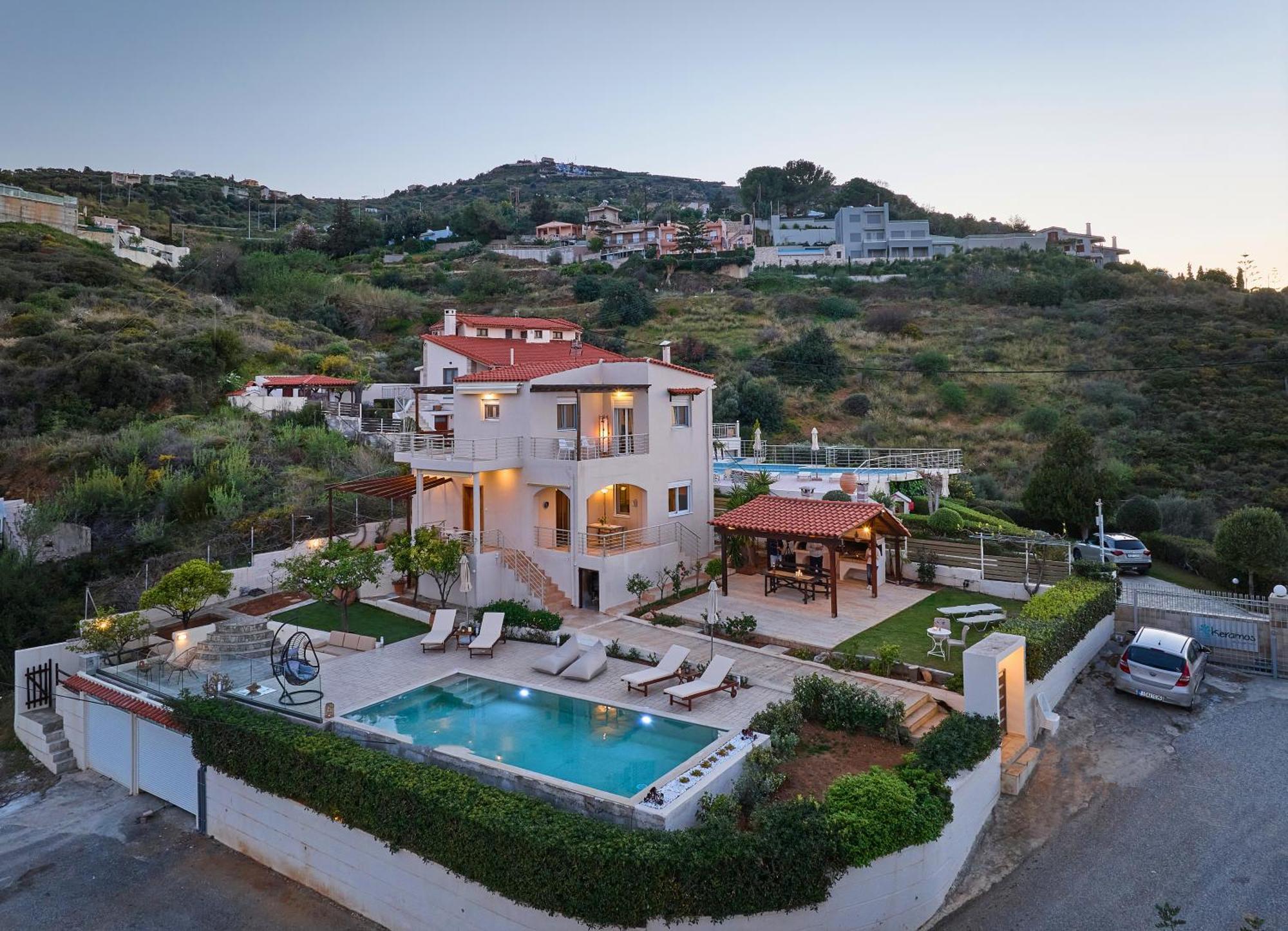 Spacious Villa With Private Eco-Pool And Panoramic Sea View Agia Pelagia Exteriér fotografie