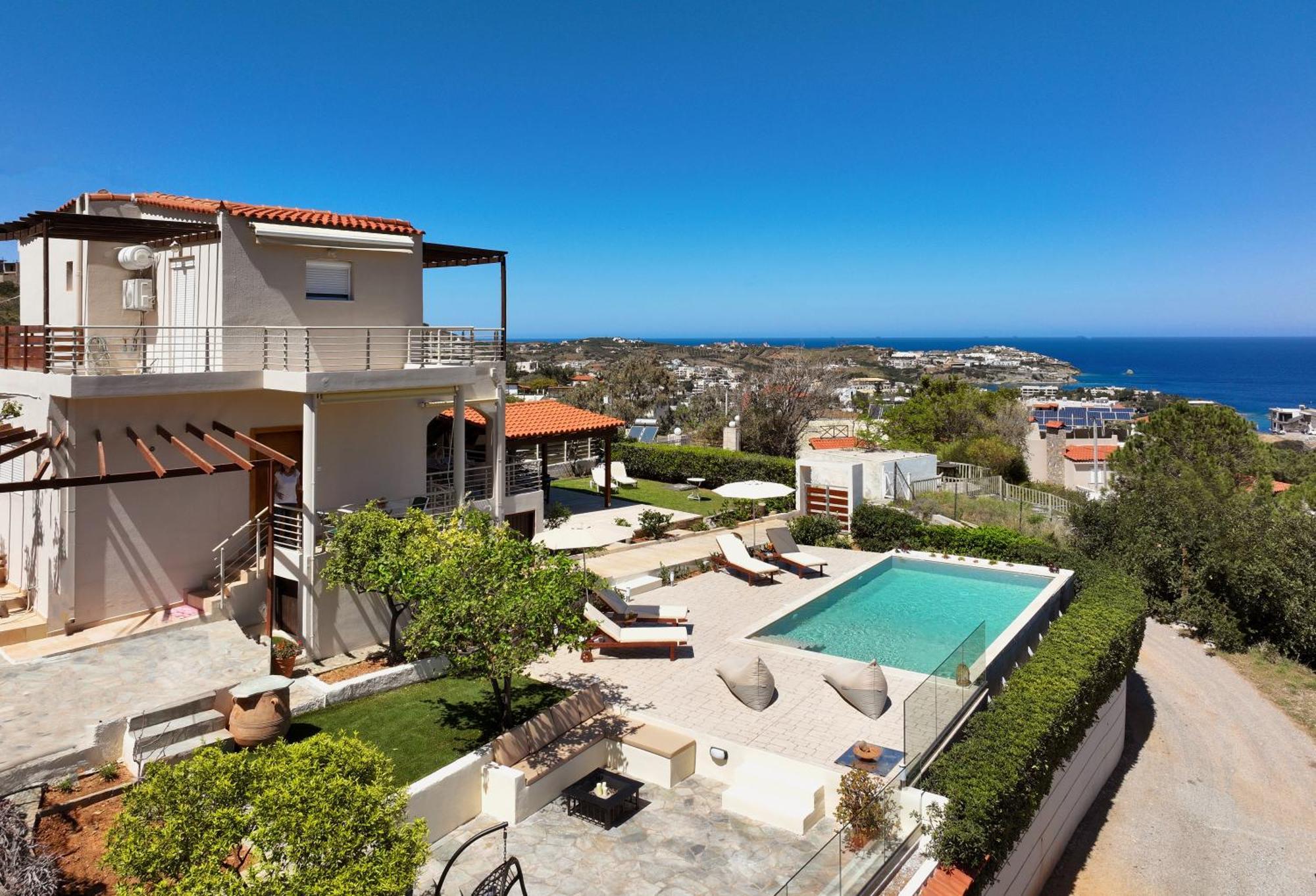 Spacious Villa With Private Eco-Pool And Panoramic Sea View Agia Pelagia Exteriér fotografie