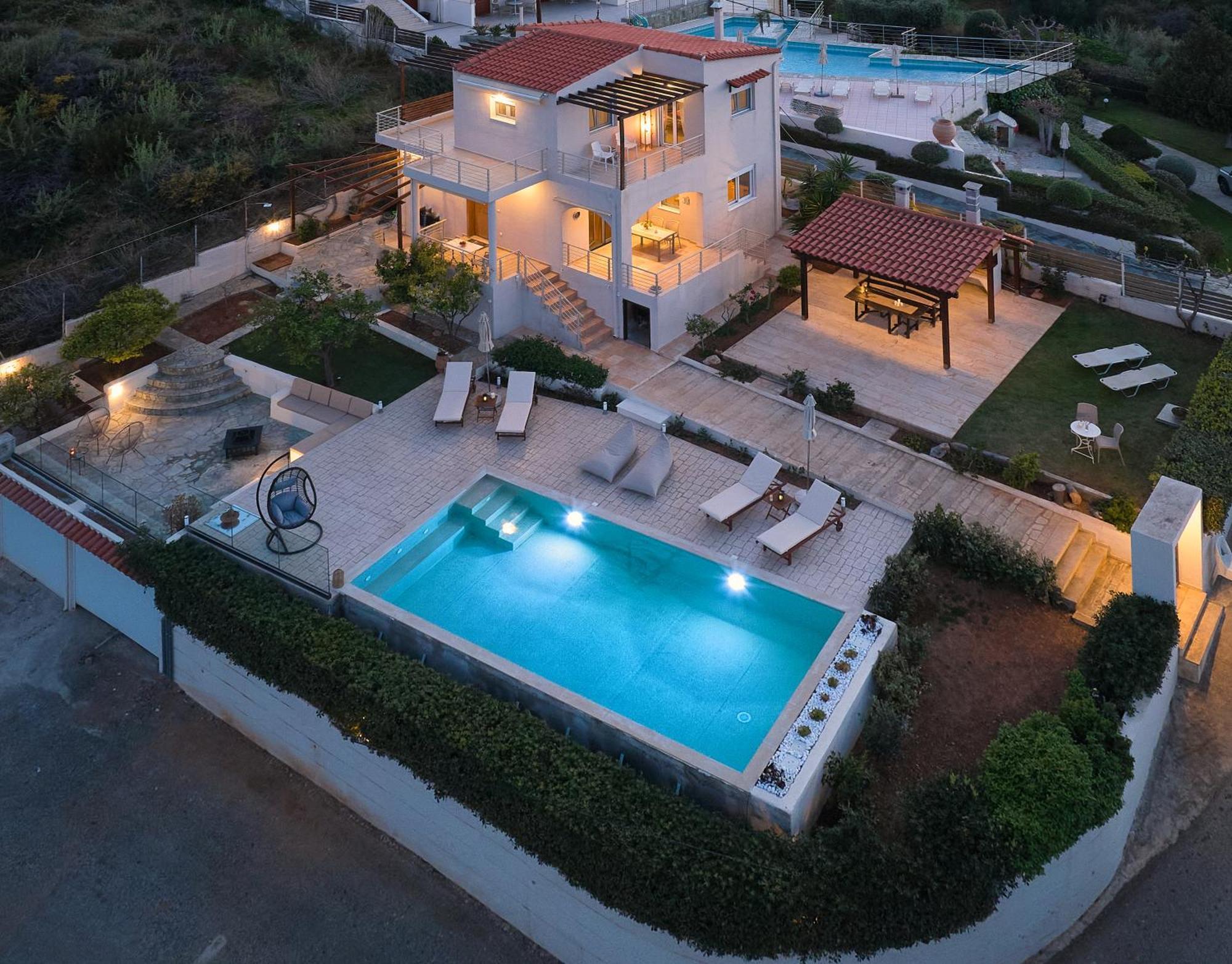 Spacious Villa With Private Eco-Pool And Panoramic Sea View Agia Pelagia Exteriér fotografie