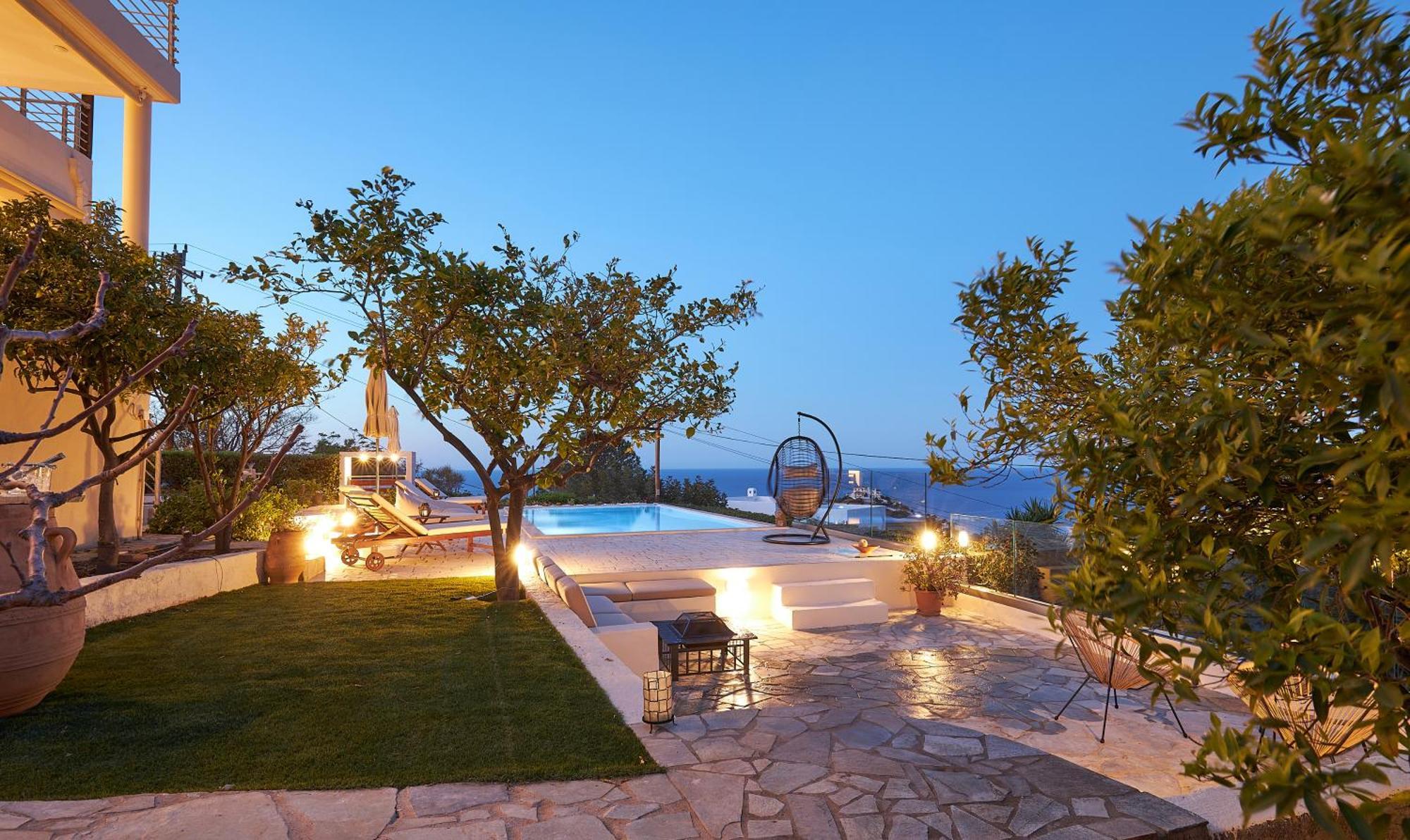 Spacious Villa With Private Eco-Pool And Panoramic Sea View Agia Pelagia Exteriér fotografie