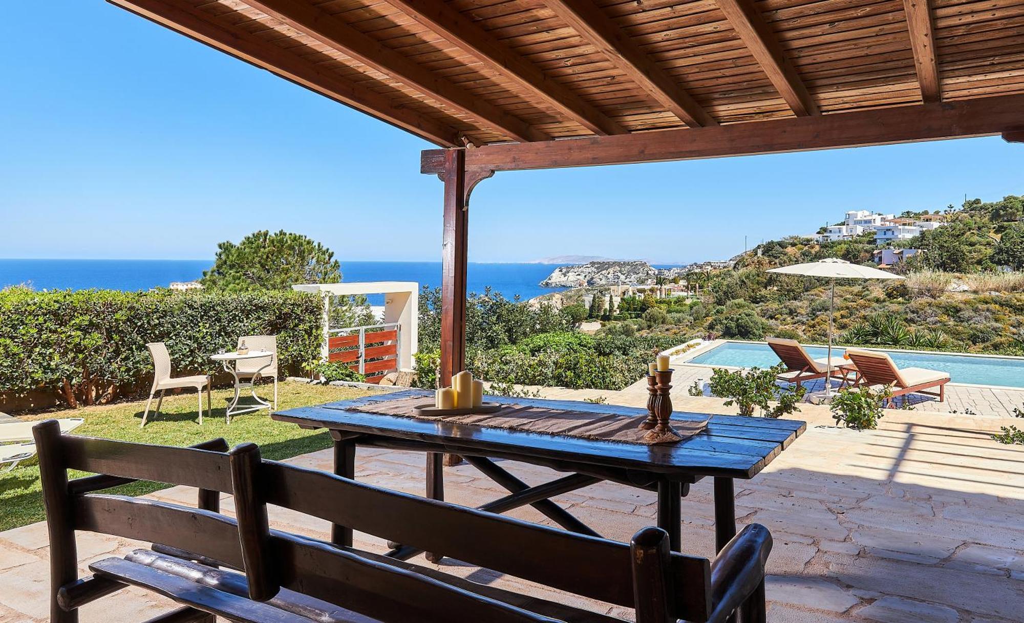 Spacious Villa With Private Eco-Pool And Panoramic Sea View Agia Pelagia Exteriér fotografie